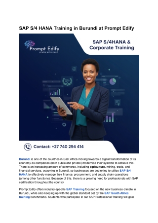 SAP S_4 HANA Training in Burundi at Prompt Edify