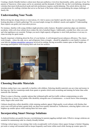 Designing Family-Friendly Kitchens: Tips for Parents in Vancouver Homes