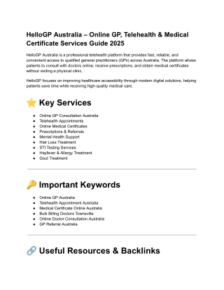HelloGP Australia – Online GP, Telehealth & Medical Certificate Services Guide 2025