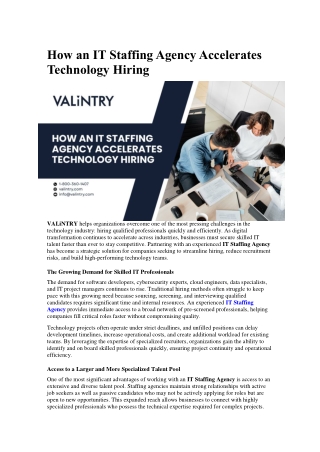 How an IT Staffing Agency Accelerates Technology Hiring