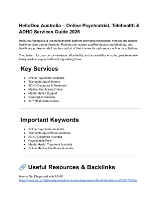 HelloDoc Australia – Online Psychiatrist, Telehealth & ADHD Services Guide 2026