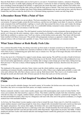 Christmas Dinner Loomis: Practice Meets Preference at Reds Bistro