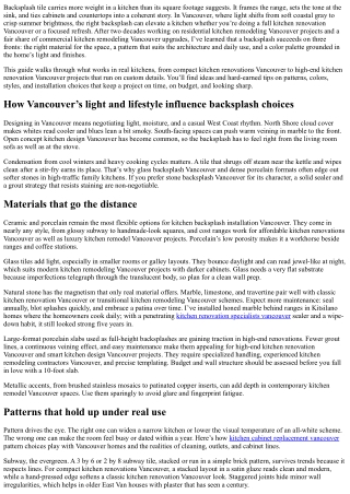 Backsplash Tile Installation Vancouver: Patterns, Colors, and Styles