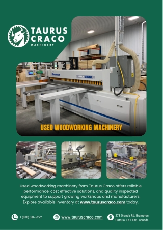 Used Woodworking Machinery - www.tauruscraco.com