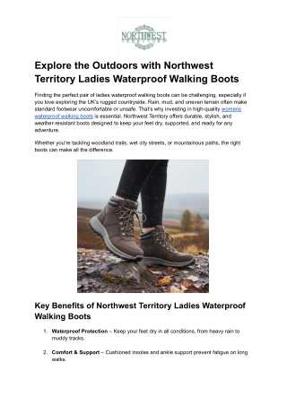 Explore the Outdoors with Northwest Territory Ladies Waterproof Walking Boots