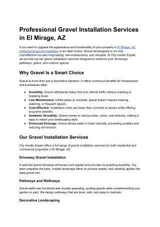 Professional Gravel Installation Services in El Mirage AZ