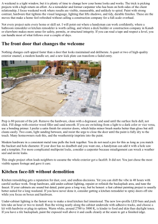 Handyman Projects That Make a Big Impact in a Weekend