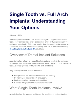 Single Tooth vs. Full Arch Implants Understanding Your Options