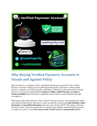 Why Buying Verified Payoneer Accounts