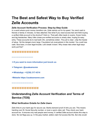 The Best and Safest Way to Buy Verified Zelle Accounts