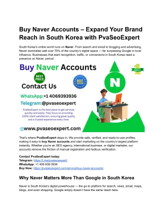 Buy Naver Accounts – Expand Your Brand Reach in South Korea with PvaSeoExpert