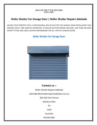 Roller Shutter For Garage Door  Roller Shutter Repairs Adelaide