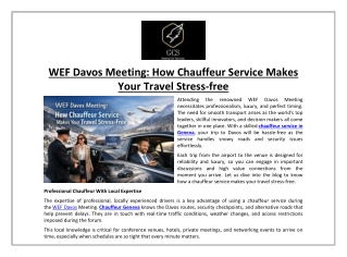WEF Davos Meeting: How Chauffeur Service Makes Your Travel Stress-free