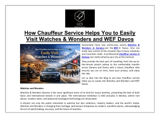 How Chauffeur Service Helps You To Easily Visit Watches & Wonders and WEF Davos