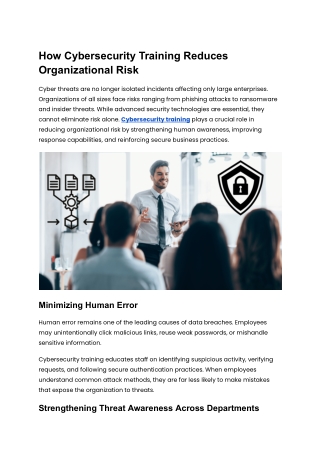 How Cybersecurity Training Reduces Organizational Risk