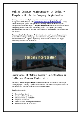 Online Company Registration in India – Complete Guide to Company Registration