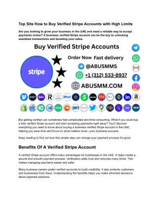 Top Site How to Buy Verified Stripe Accounts with High Limits