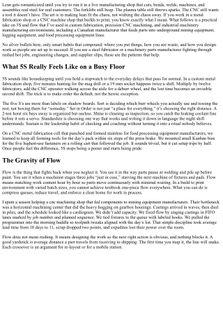 Manufacturing Shop Lean Practices: 5S and Flow