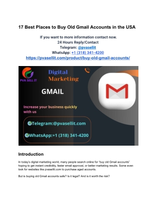 Best Places to Buy Old Gmail Accounts in the USA 2026$$$$$$