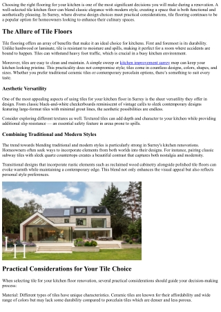 Tile Kitchen Floor Surrey: Classic Elegance Meets Modern Style