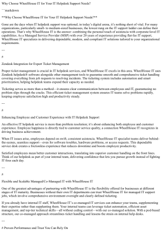 Why Choose WheelHouse IT for Your IT Helpdesk Support Needs?