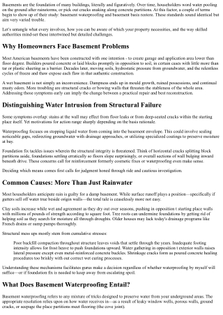 Basement Waterproofing vs. Basement Foundation Repair