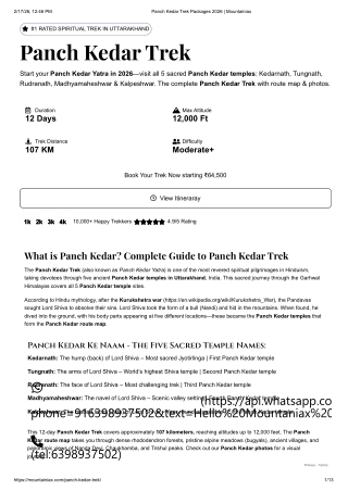 Panch Kedar Trek Packages 2026 _ Mountainiax