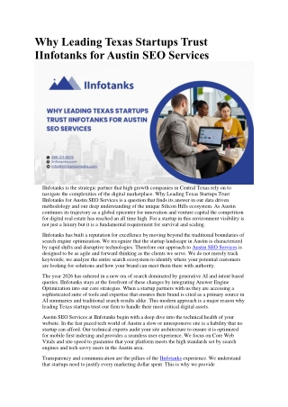 Why Leading Texas Startups Trust IInfotanks for Austin SEO Services