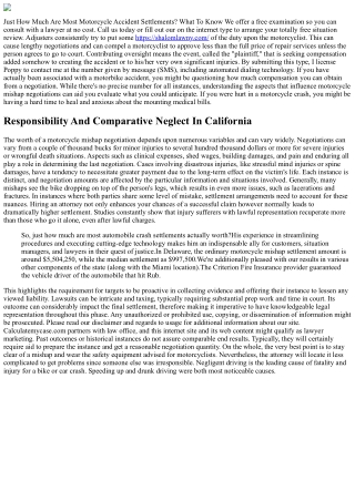 Motorcycle Mishap Negotiation Amounts With Genuine Instances