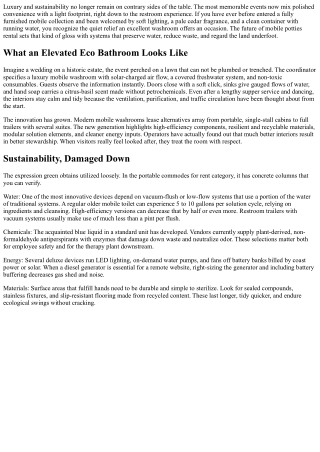 Eco-Friendly Portable Potties Rental for Eco-friendly Occasions