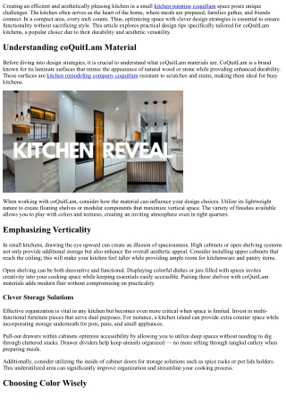 Optimizing Small Spaces with Clever Design Tips For coQuitLam kitchens