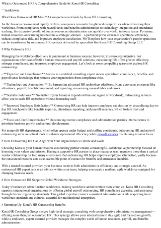 What is Outsourced HR? A Comprehensive Guide by Kona HR Consulting