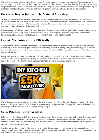 Designing A Sleek, Contemporary Look For your coQuitLam kitchen remodel.