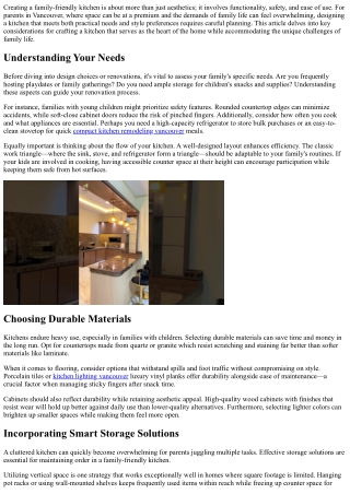 Designing Family-Friendly Kitchens: Tips for Parents in Vancouver Homes