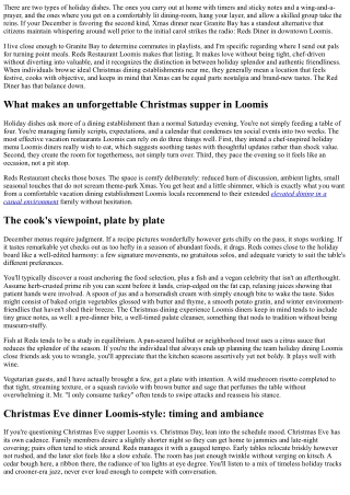 Christmas Supper Near Granite Bay: Reds Restaurant Loomis Shines