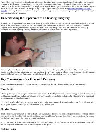 Bringing Curb Appeal Indoors: Enhancing your Entryway and Beyond During Remodeli