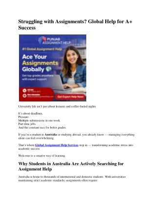 Struggling with Assignments? Global Help for A  Success