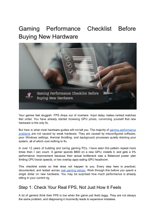 Gaming Performance Checklist Before Buying New Hardware