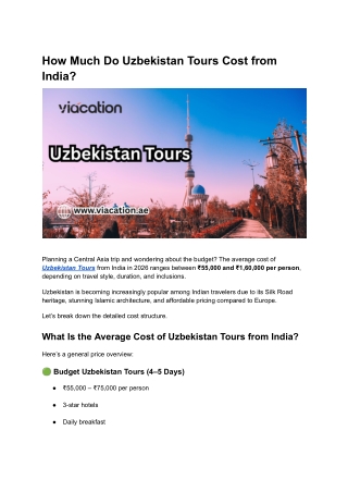 How Much Do Uzbekistan Tours Cost from India_