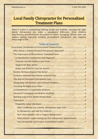 Local Family Chiropractor for Treatment Plans