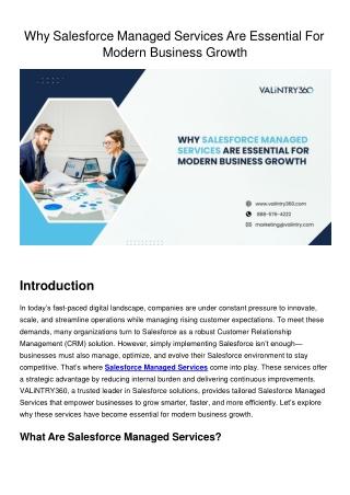 Why Salesforce Managed Services Are Essential For Modern Business Growth