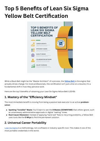 Top 5 Benefits of Lean Six Sigma Yellow Belt Certification