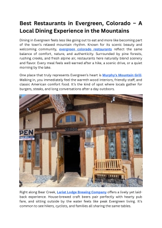 Best Restaurants in Evergreen, Colorado – A Local Dining Experience in the Mount