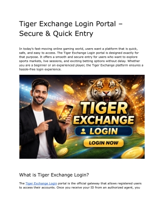 Tiger Exchange Login Portal – Secure & Quick Entry