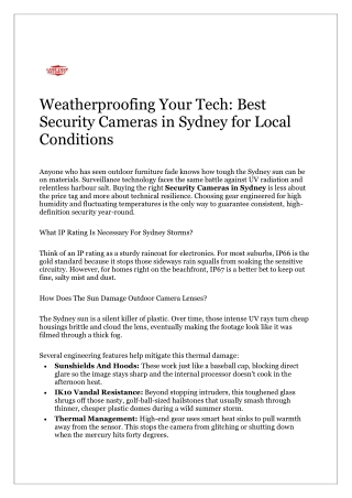 Best Security Cameras in Sydney for All Weather Conditions