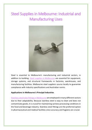 Steel Supplies in Melbourne Industrial and Manufacturing Uses