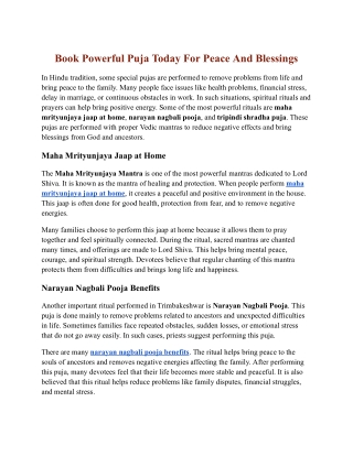 Book Powerful Puja Today For Peace And Blessings