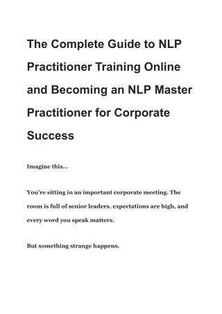 The Complete Guide to Emotional Intelligence Training and NLP Mastery