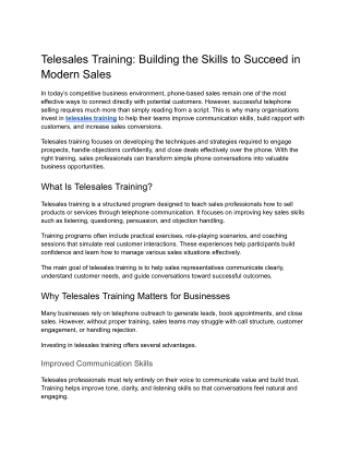 Telesales Training_ Building the Skills to Succeed in Modern Sales