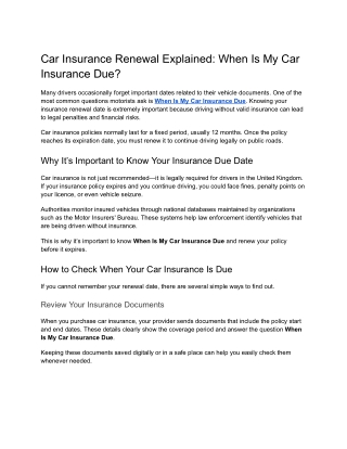 Car Insurance Renewal Explained_ When Is My Car Insurance Due